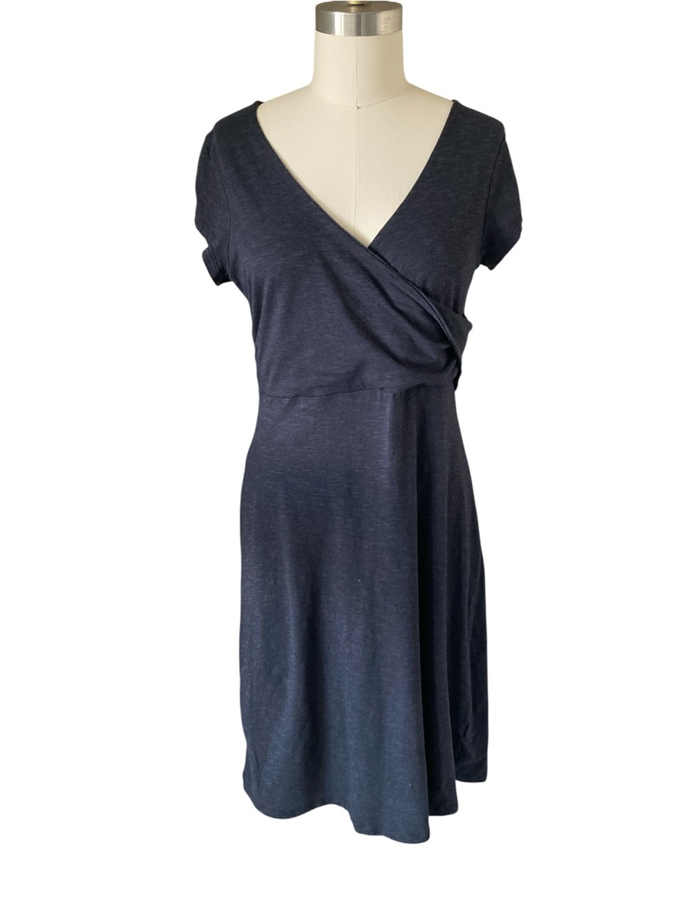 Horny Toad Charcoal Grey Wrap-Style Knee length Knit Dress